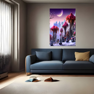Inverno na floresta legal AI Art Poster