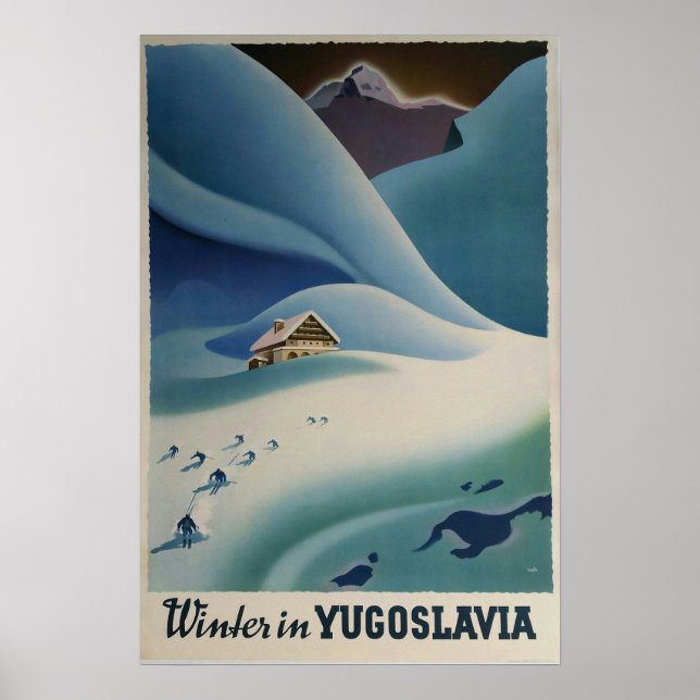 Inverno na Jugoslávia, poster de Esqui (Frente)