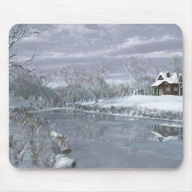 inverno no lago Mousepad (Frente)