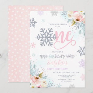 Inverno OneDerland Birthday Convite Silver Pink