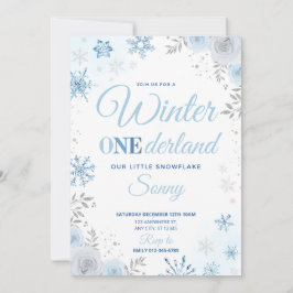 Inverno ONEderland Blue Snowflake 1rua Convite
