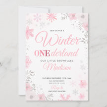 Inverno ONEderland Floco de Neve Rosa 1º Convite