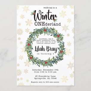 Inverno OneDerland Primeiro Convite de Aniversári