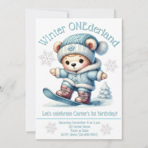 Inverno OneDerland Primeiro Convite de Aniversário