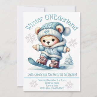 Inverno OneDerland Primeiro Convite de Aniversário