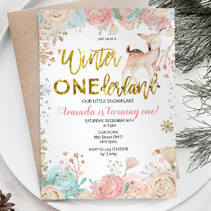 Inverno OneDerland Snow - Convite de Aniversário 