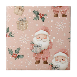 Inverno Rosa - Papai Noel, Flocos de Neve, Azevinh