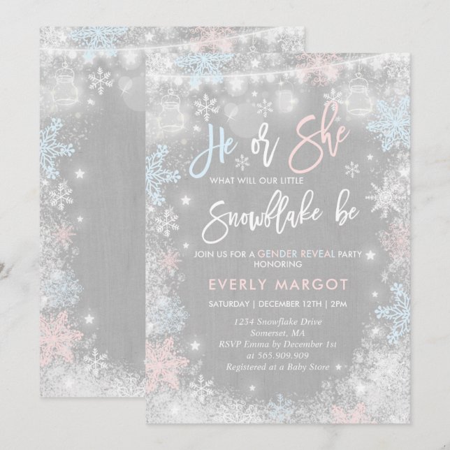 Inverno Sexo Reverter Convite Chá de fraldas Russo (Frente/Verso)