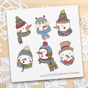 Inverno Snowmen pensando em seu cartão de amizade