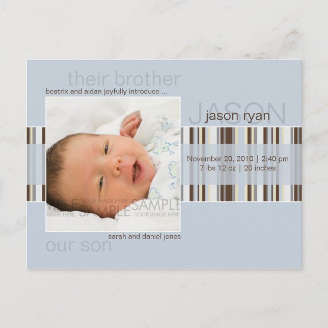 Inverno Stripes Azul ・ Anúncio do Bebê (Frente)