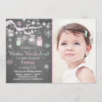 Inverno Wonderland Convite para o aniversário Mint