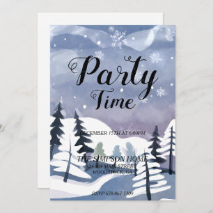 Inverno Wonderland Watercolor Convite para Natal