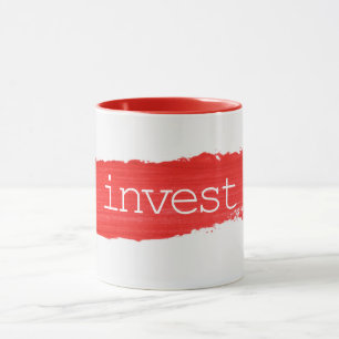 INVESTIR Texto Na Caneca Vermelha