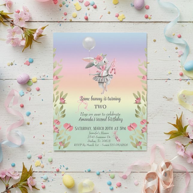 Invit de Aniversário da Páscoa Ballerina Infantil (Criador carregado)