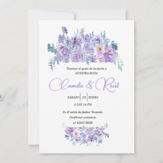 Invitación de Boda “Flores en Tono Lila”