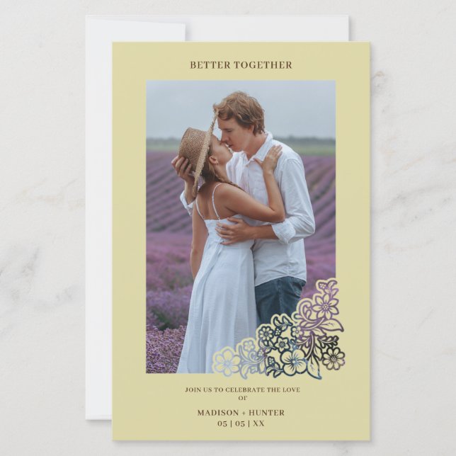 Invitación de marco botánico para Boda fotográfico (Frente)