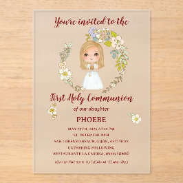 Invitación sobre acrílico PHOEBE Primera Comunión
