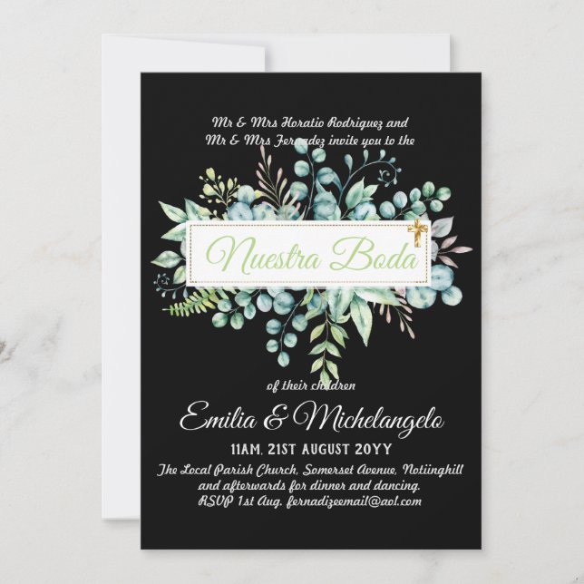 Invitaciones De Boda Baratas HOJAS Modernas (Frente)