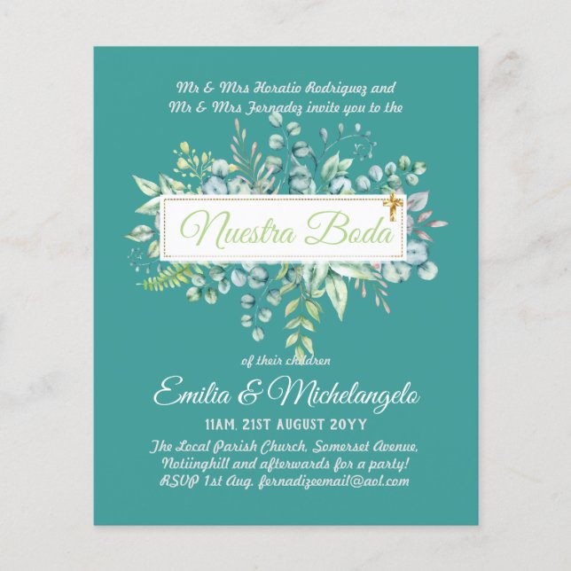 Invitaciones De Boda Baratas HOJAS Modernas (Frente)