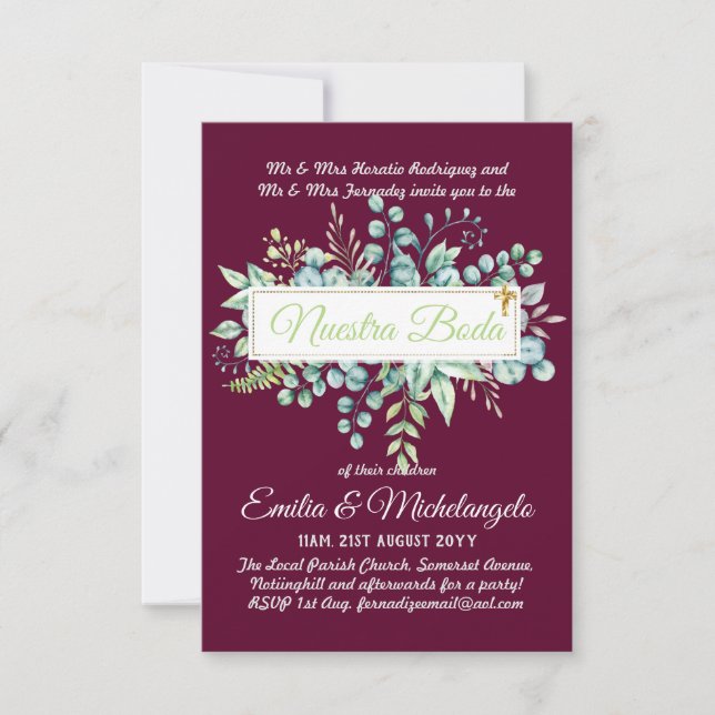 Invitaciones de Boda Baratas HOJAS Modernas (Frente)