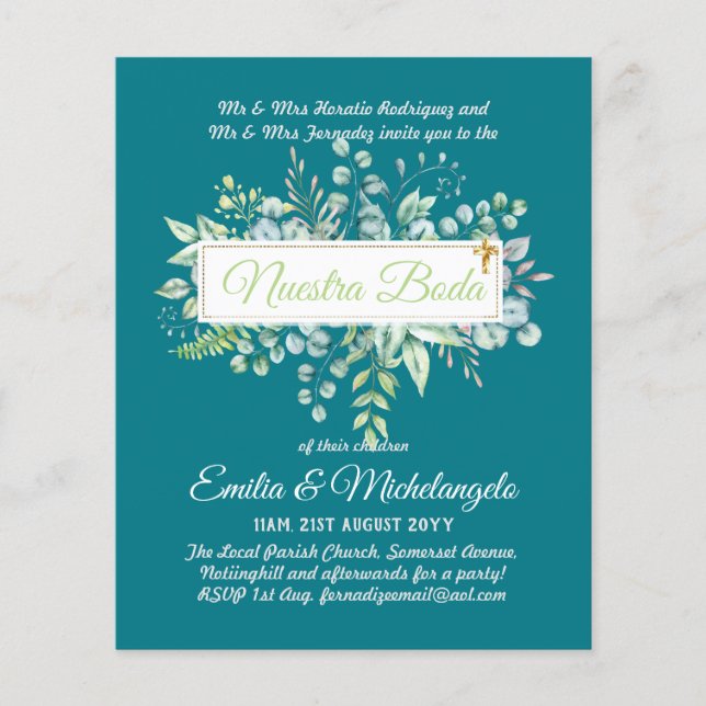 Invitaciones De Boda Baratas HOJAS Modernas (Frente)