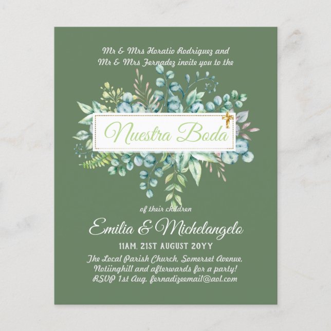 Invitaciones De Boda Baratas HOJAS Modernas (Frente)