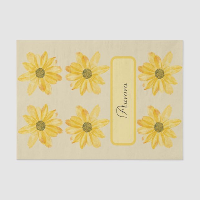 Invólucro de Papel Floral Amarelo Personalizado (Frente )