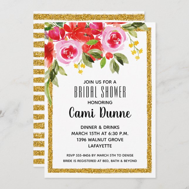 Invólucros de Chá de panela Floral e Glitter de Aq (Frente/Verso)