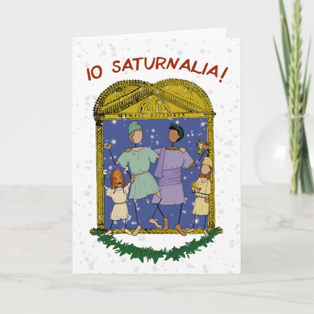 Io Saturnalia! Cartão de saudação festivo (Frente)