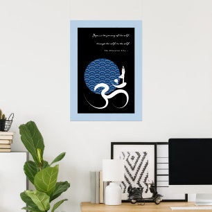 Ioga & poster azul do espiritual do símbolo do oh