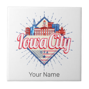 Iowa City United States Retro Skyline Vintage EUA