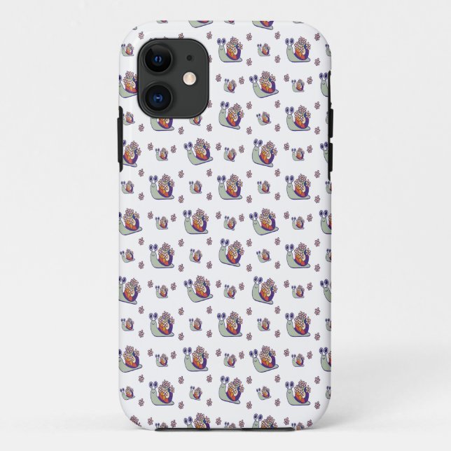 iPhone 11 Padrão Divertido para Capa de Celular com Caracóis (Verso)