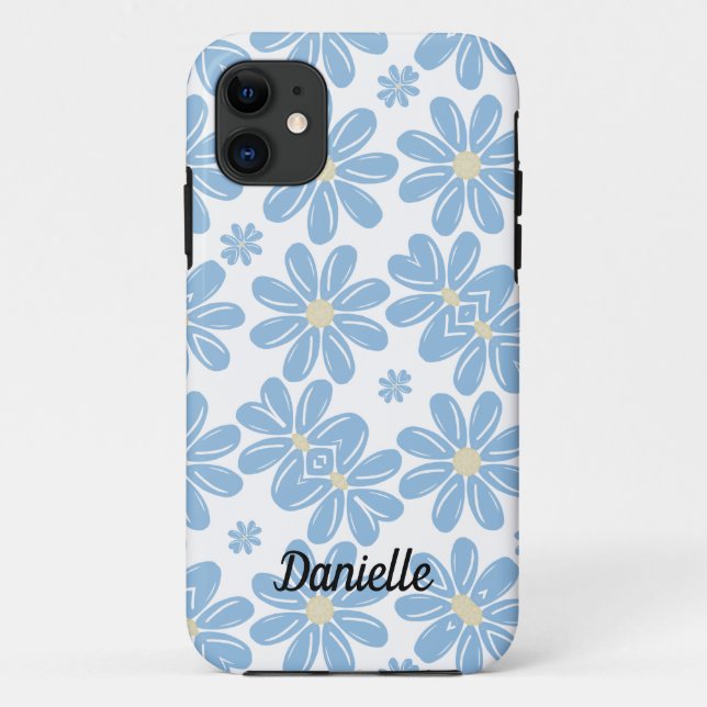 iPhone 11 Padrão Floral Azul - Capa Personalizada para iPhon (Verso)