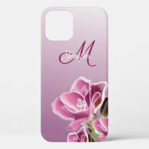 iPhone 12 Case - Monograma e freesia com aquarela