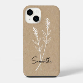 iPhone 14, 15, mínimo personalizado Brown Floral i