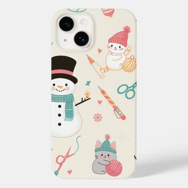 iPhone 14 Capas-Gato de neve (Verso)