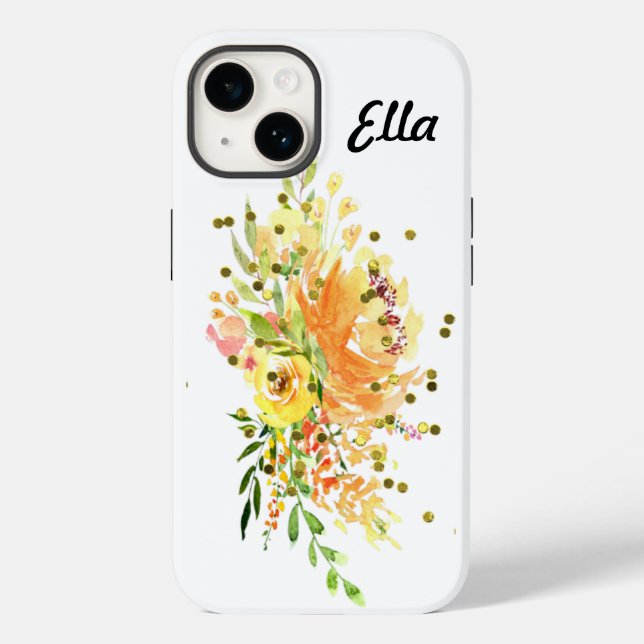 iPhone 14 Case Tough with Yellow Flowers (Verso)