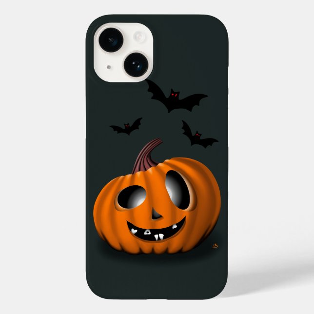 Iphone 14 Caso de Halloween com abóbora engraçada (Verso)