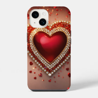 iPhone 14 Tough Case, brilhante com amor cardíaco