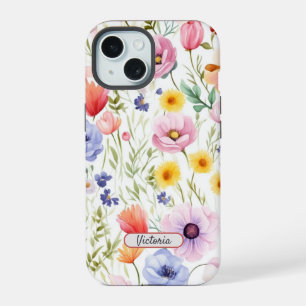 iPhone 15 Capa de telefone com Design Floral de Fl