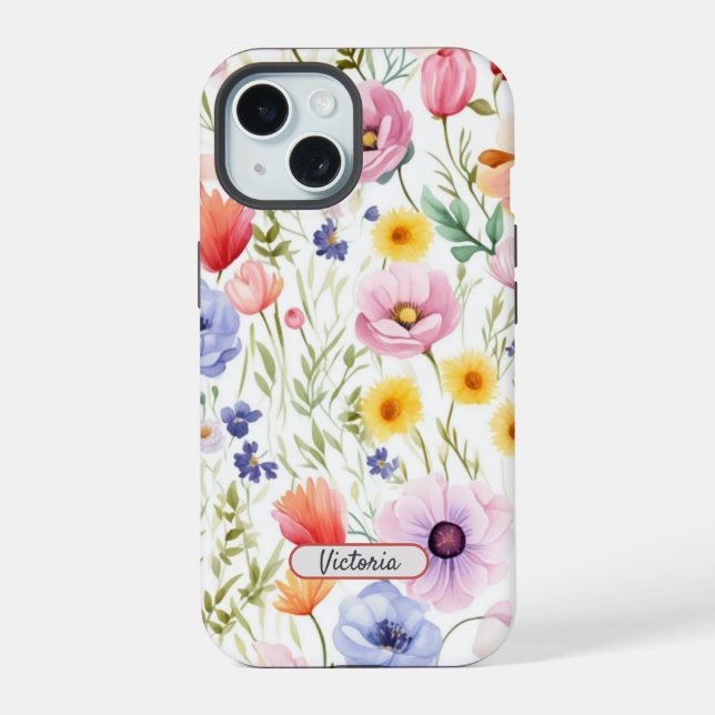 iPhone 15 Capa de telefone com Design Floral de Fl (Verso)