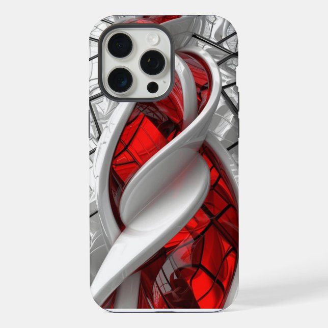 iPhone 15 pro max case red e prata color (Verso)