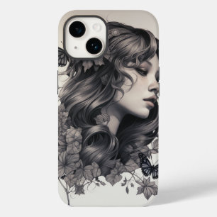 iPhone com gabinete de monograma floral Elegante