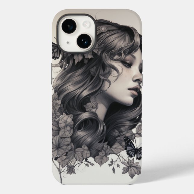 iPhone com gabinete de monograma floral Elegante (Verso)