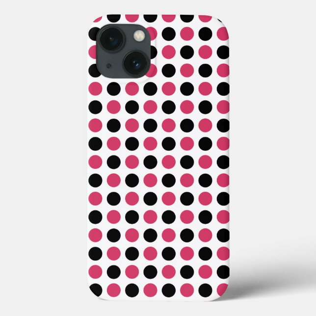 iPhone com gabinete de padrão de Bolinhas rosa e p (Verso)