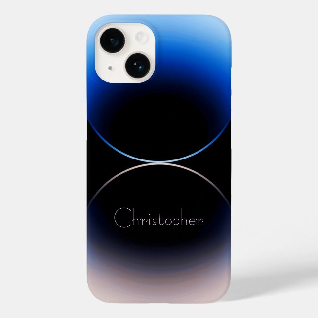 iphone de textura radial azul personalizado 15 (Verso)