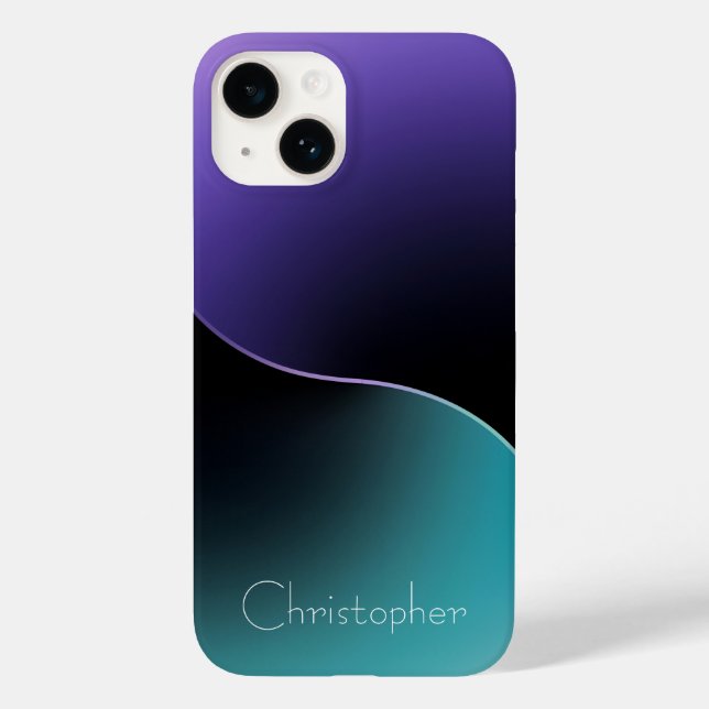 iphone de textura radial azul personalizado 15 (Verso)