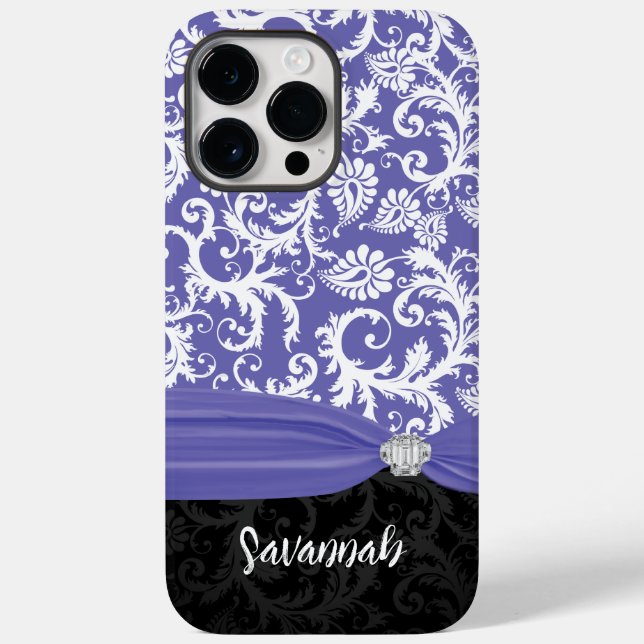 iPhone do Diamond Damask do Periwinkle Faux (Verso)