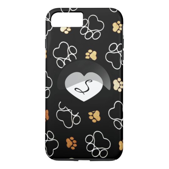 iPhone do monograma do coração do gato do cão Capa iPhone 8 Plus/7 Plus