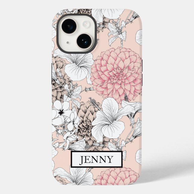IPHONE FLORAL BRANCO PERSONALIZADO 14 (Verso)